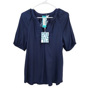 Market & Spruce Women's Rana Gathered Henley Popover Top - S